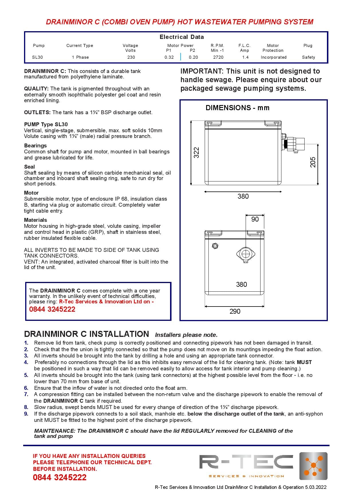 Drain pump - Drain Minor C
